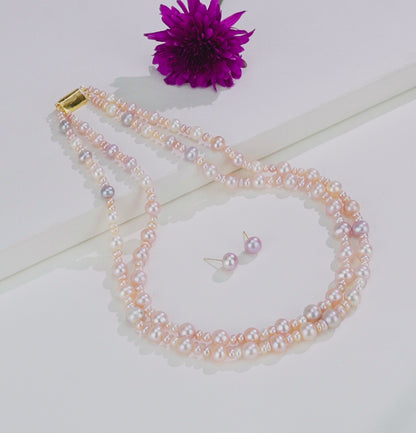 7.0-8.0mm Multicolor Mix Freshwater Pearl Necklace Set - AA Quality