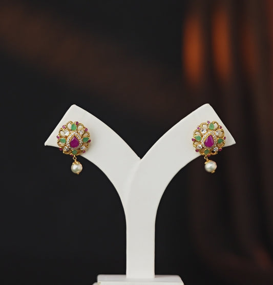 Classic Ruby Emerald Stone Earrings