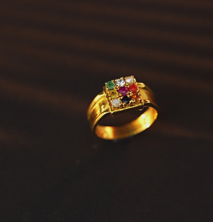 Exquisite Gold Navratan Stone Ring