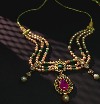 Customized Polki Golden Pearl Kundan Choker