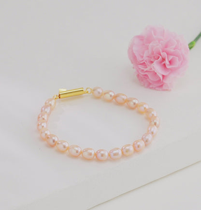 7.0-8.0mm Superior Pink Drop Freshwater Pearl Bracelet