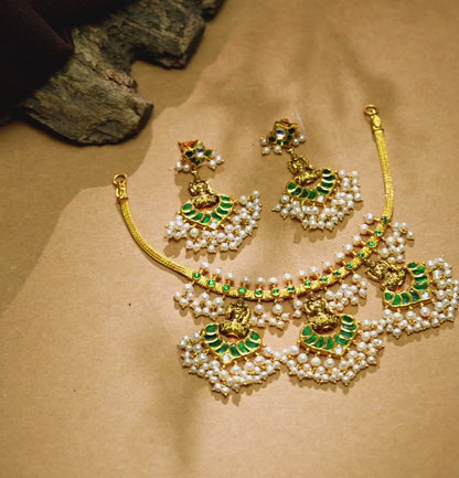 Charming Kundan Gutta Pusalu Necklace Set