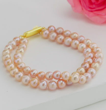 6.0-7.0mm Pink Near Round Freshwater Pearl Bracelet