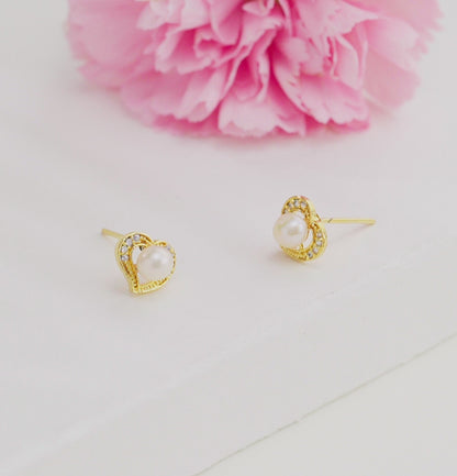 Radiance Pearl White Stone Stud Earrings