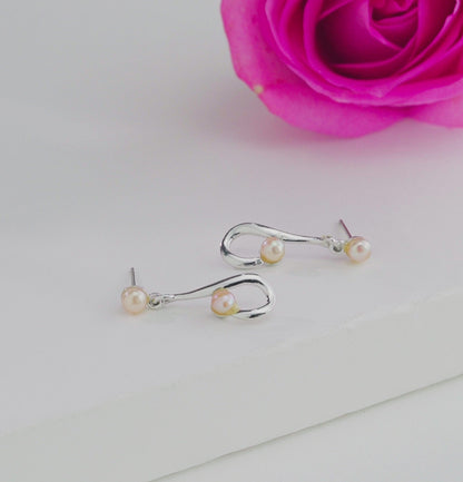 Stylish Pink Freshwater Pearl Stud Earrings