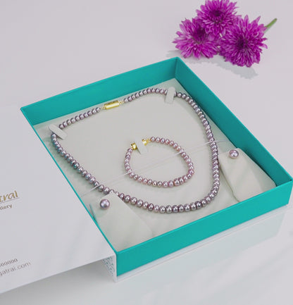 Lavender Grading Freshwater Pearl Necklace Gift Box