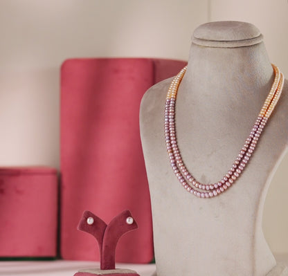 4.0-5.0mm Multicolor Button Freshwater Pearl Necklace Set - A Quality