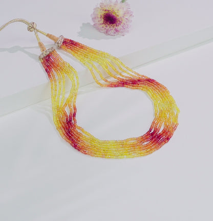 Elegant Yellow Sapphire Multicolor Shaded Beads Necklace