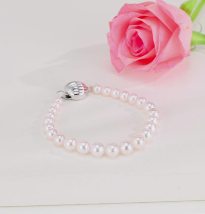 Grading White Round Akoya Saltwater Pearl Bracelet - AAA Quality