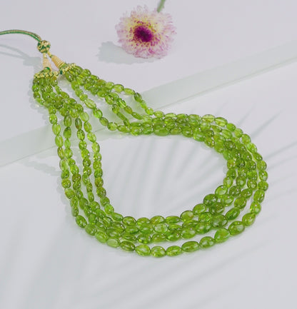 Premium Natural Peridot Oval Beads Necklace