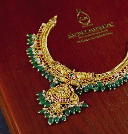 Trendy Emerald Gold Stone Necklace