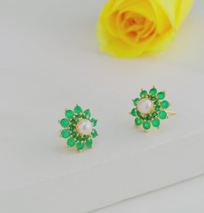 Luminescent Green Stone Freshwater Pearl Tops