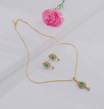 Luminous Green Color Stone Necklace Set