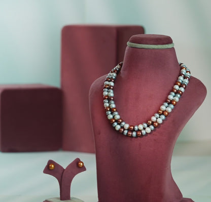 8.0-9.0mm Mix Multicolor Freshwater Pearl Necklace Set - A Quality