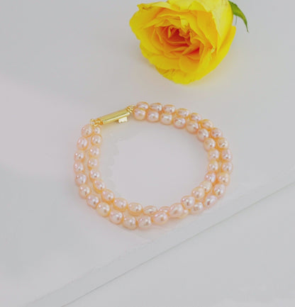 6.0-7.0mm Pink Drop Freshwater Pearl Bracelet