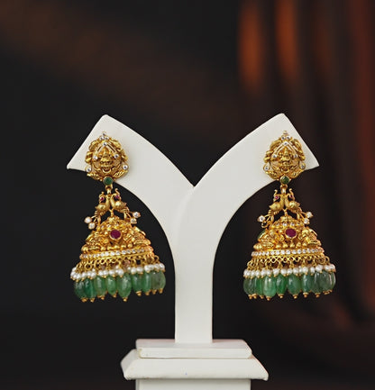 Brilliant Ruby Emerald Pearl Stone Earrings
