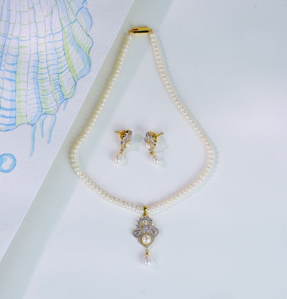 Dramatic White Stone Freshwater Pearl Necklace Set