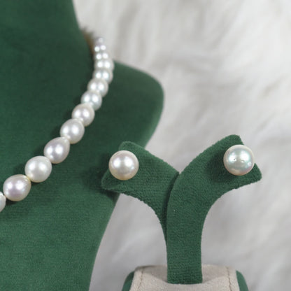 10.0-11.00mm Cream Near Round Grading South Sea Pearls  Necklace Set-AA Quality