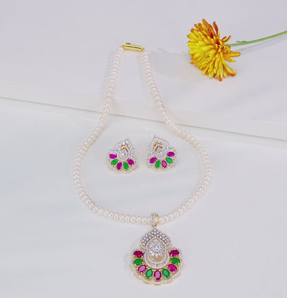 Favorite Red Green Freshwater Pearl Necklace Set