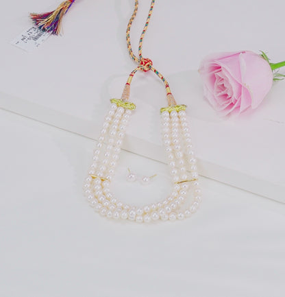 Elegant White Near Round Freshwater Pearl Choker Set