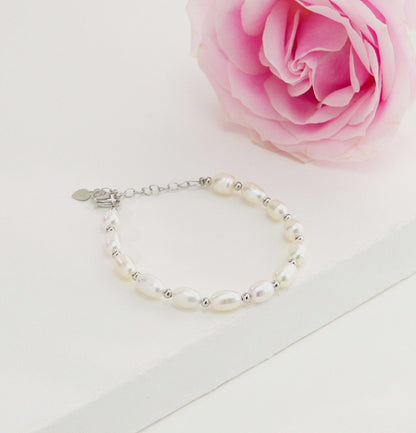 Delicate White Drop Freshwater Pearl Bracelet