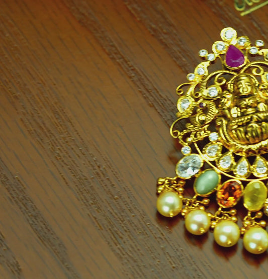 Colorful Gold Navratan Stone Locket