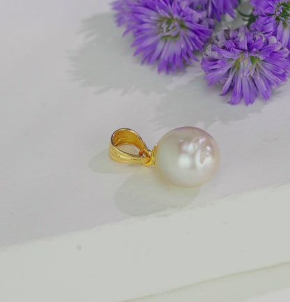 12.0-13.0mm Luminous White Drop South Sea Pearl With 18K Yellow Gold Pearl Locket