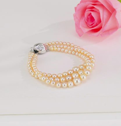 Grading Round Golden Akoya Saltwater Pearl Bracelet - AAA Quality