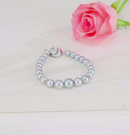 Grading Grey Round Akoya Saltwater Pearl Bracelet - AA Quality