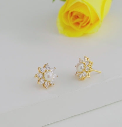Everyday White Stone Freshwater Pearl Stud Earrings