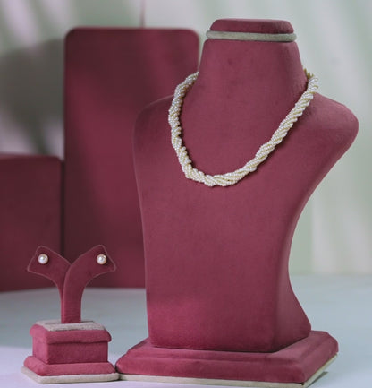 1.0-2.0mm White Seed Freshwater Pearl Necklace Set - AAA Quality