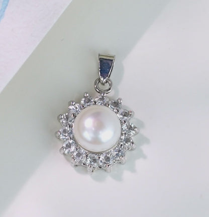 Sparking White Stone Freshwater Pearl Locket