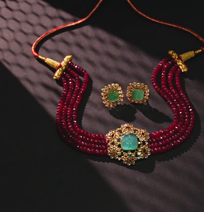 Intricate Ruby Gold Choker