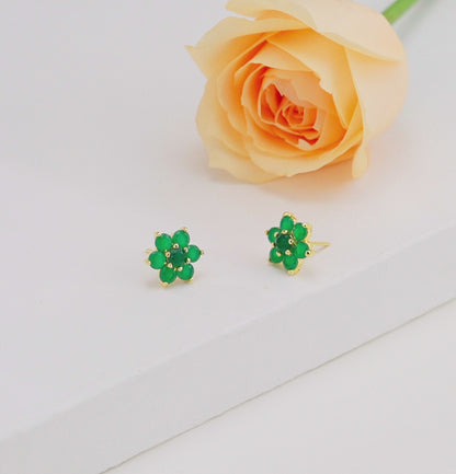 Fine Green Stone Studs Earrings