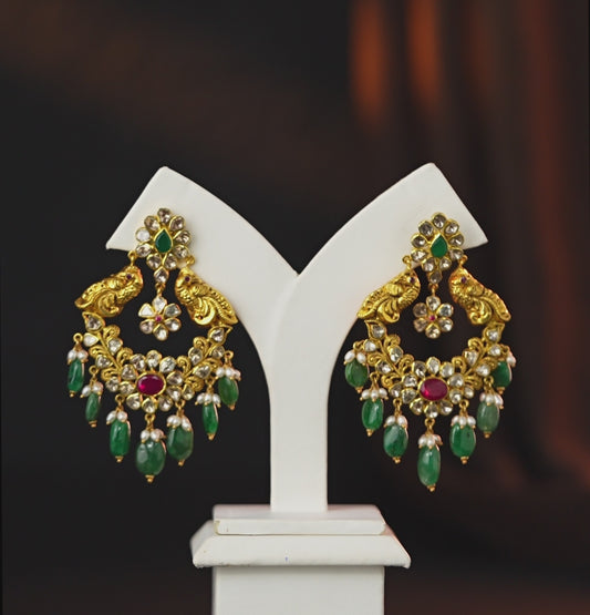 Stunning Ruby Emerald Stone Earrings