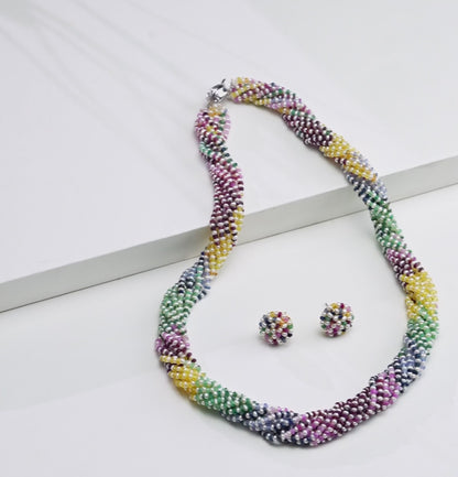 Natural Rainbow and 1.0-2.0mm Seed Freshwater Pearls Necklace Set - AAA Quality
