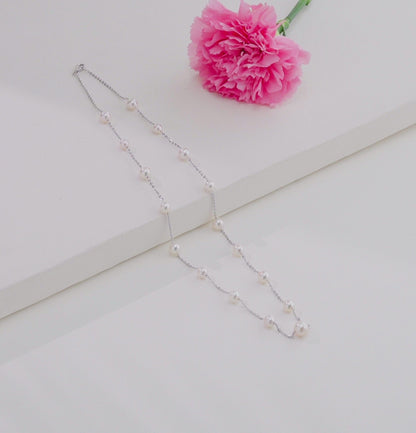 5.0-6.0mm Akoya Saltwater Pearl With 18K White Gold Chain -AAA Quality