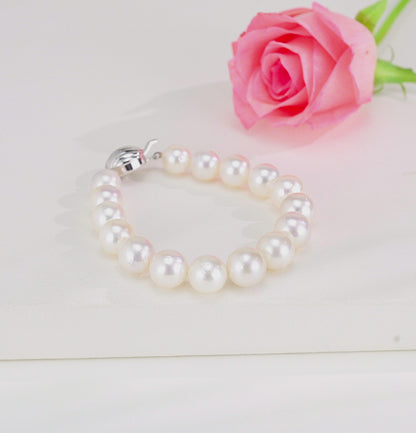 10.0-11.0mm White Round South Sea Pearl Bracelet -AA Quality