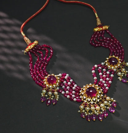 Eclectic Ruby Pearl Choker