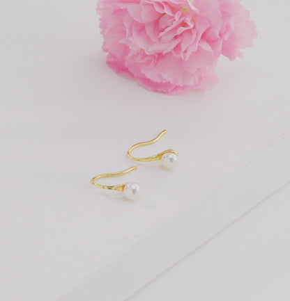 Delicate Button White Freshwater Pearl Stud Earrings