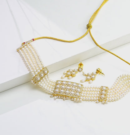 Unique White Stone Freshwater Pearls Choker Set