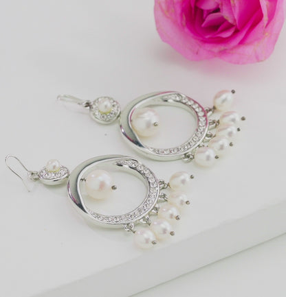 Classic White Mix Freshwater Pearl Chand Bali