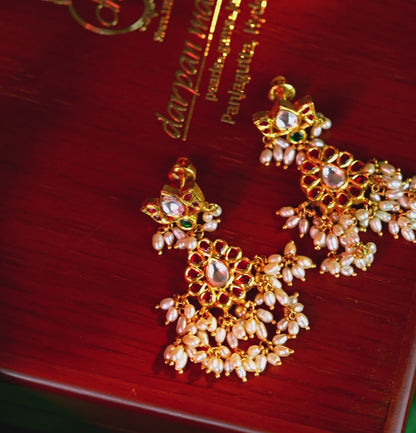 Intriguing Pearl Ruby Gold Earring