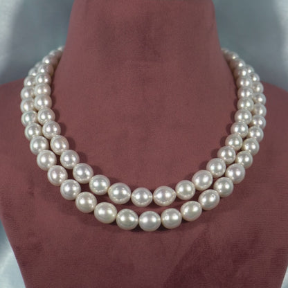 10.0-11.0mm Cream Near Round South Sea Pearls Necklace Set- AA Quality