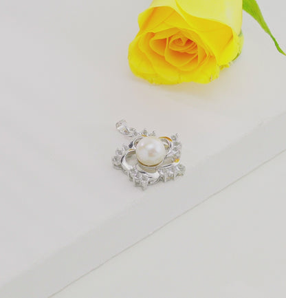 Sparking White Stone Freshwater Pearl Locket