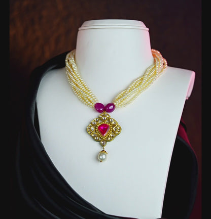 Imperial Ruby Pearl Necklace