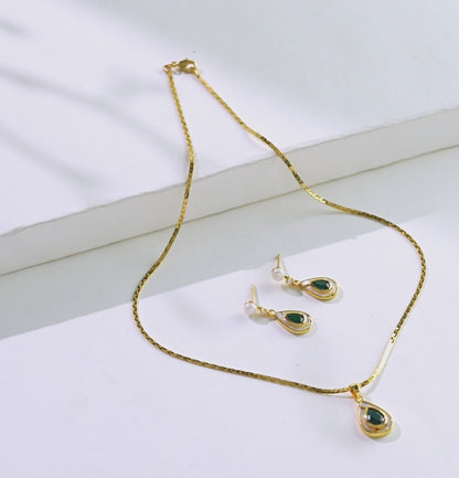 Marbled Green Stone Necklace Set