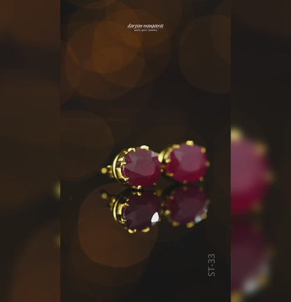 Bold Ruby Gold Earring
