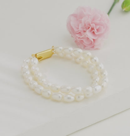 8.0-9.0mm White Drop Freshwater Pearl Bracelet