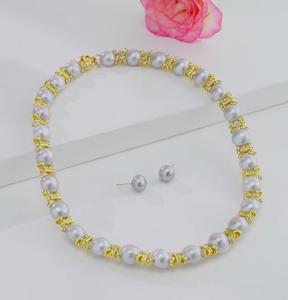 Precious Grey Button Freshwater Pearl Choker Set